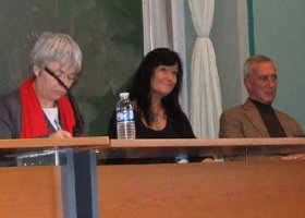 Dugald MacInnes (Scotland), Beatrice Marzi (translator), Elaine M Goodwin (England), Lucio Orsoni, Venice, Italy (image EMG)