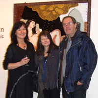 
EMG with Sue and Steve Staunton, in front of 'Reclining Self Portrait'. Dorset County Museum, Private View
