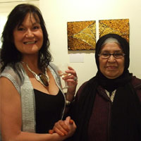 
EMG and Zahra Jabiri with 'Sbah l-khir Zahra!'. Lawrence-Arnott Gallery, Marrakech, Private View
